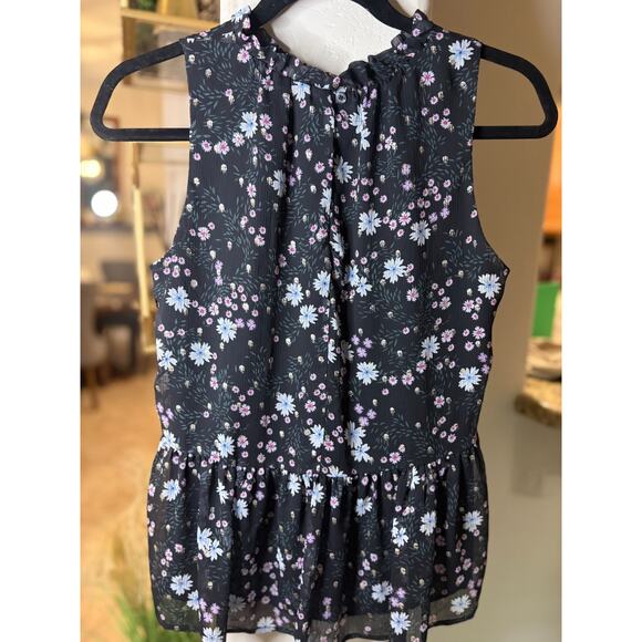 Loft Floral Sleeveless Peplum Tiered Blouse Size S 2-6 - Picture 2 of 6